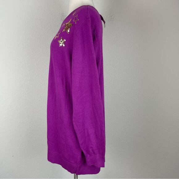 Lane Bryant Purple PInk Crew Neck Star Sequin NWT Sweater 18/20 - Picture 6 of 9